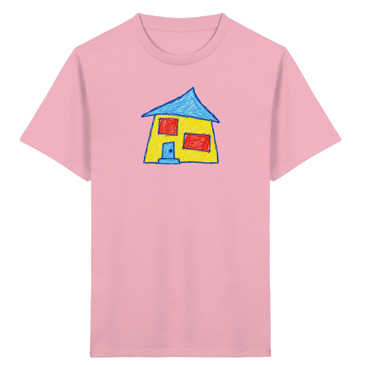 Gelbes Haus mit Doppelfenstern - Kinder Bio T-Shirt