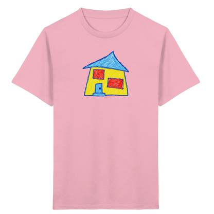 Gelbes Haus mit Doppelfenstern - Kinder Bio T-Shirt