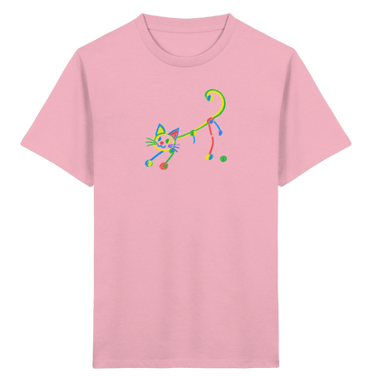 Farbpunkt Katze Kinderzeichnung - Kinder Bio T-Shirt
