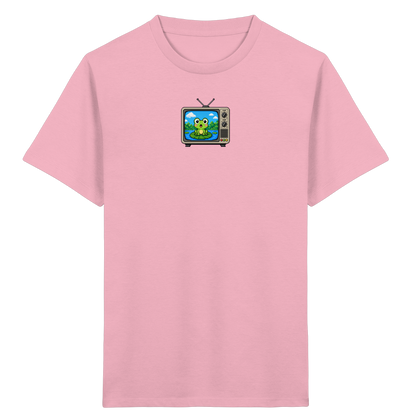 Pixel Frosch im Retro Fernseher - Kinder Bio T-Shirt
