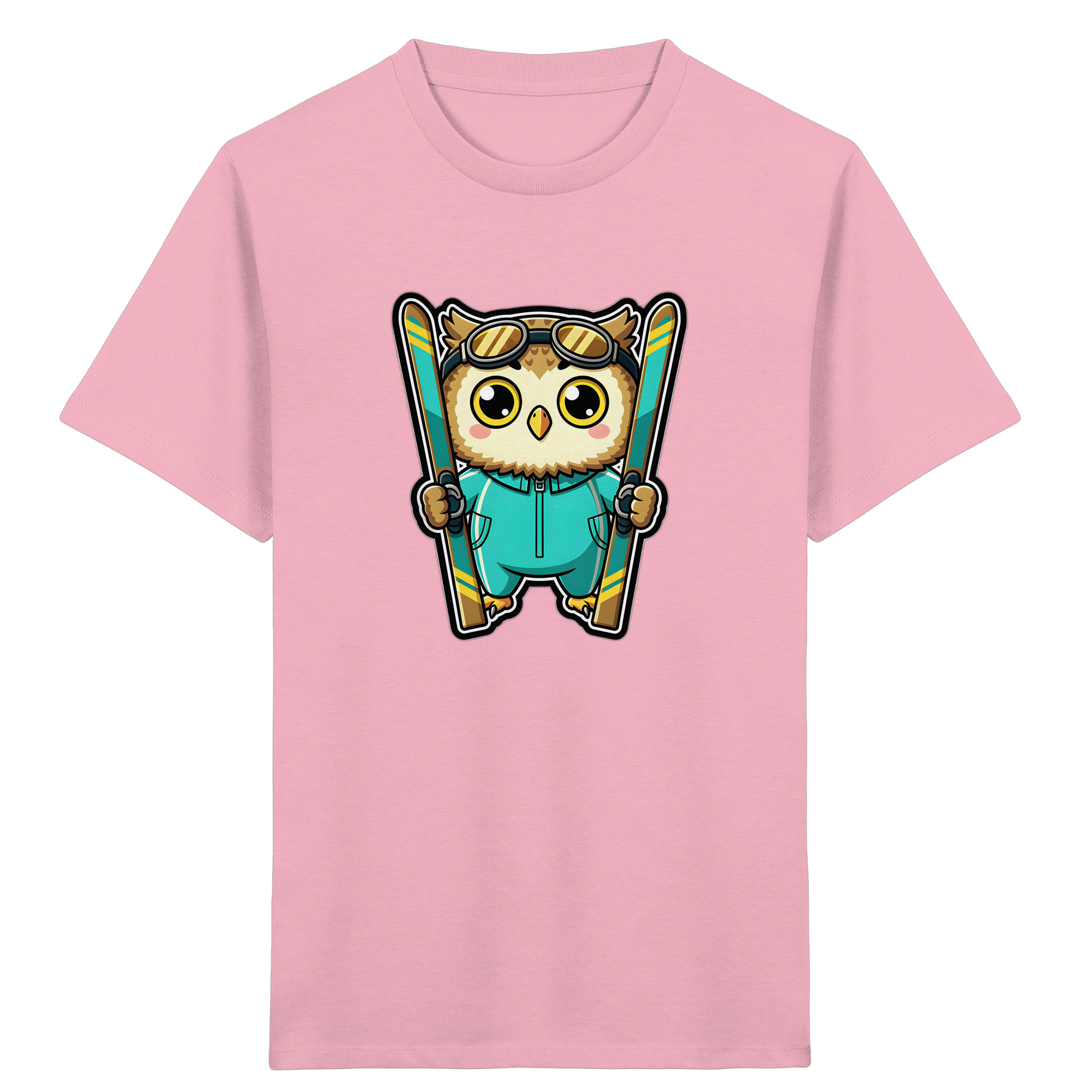 Eule auf Skiern Kinder-T-Shirt
