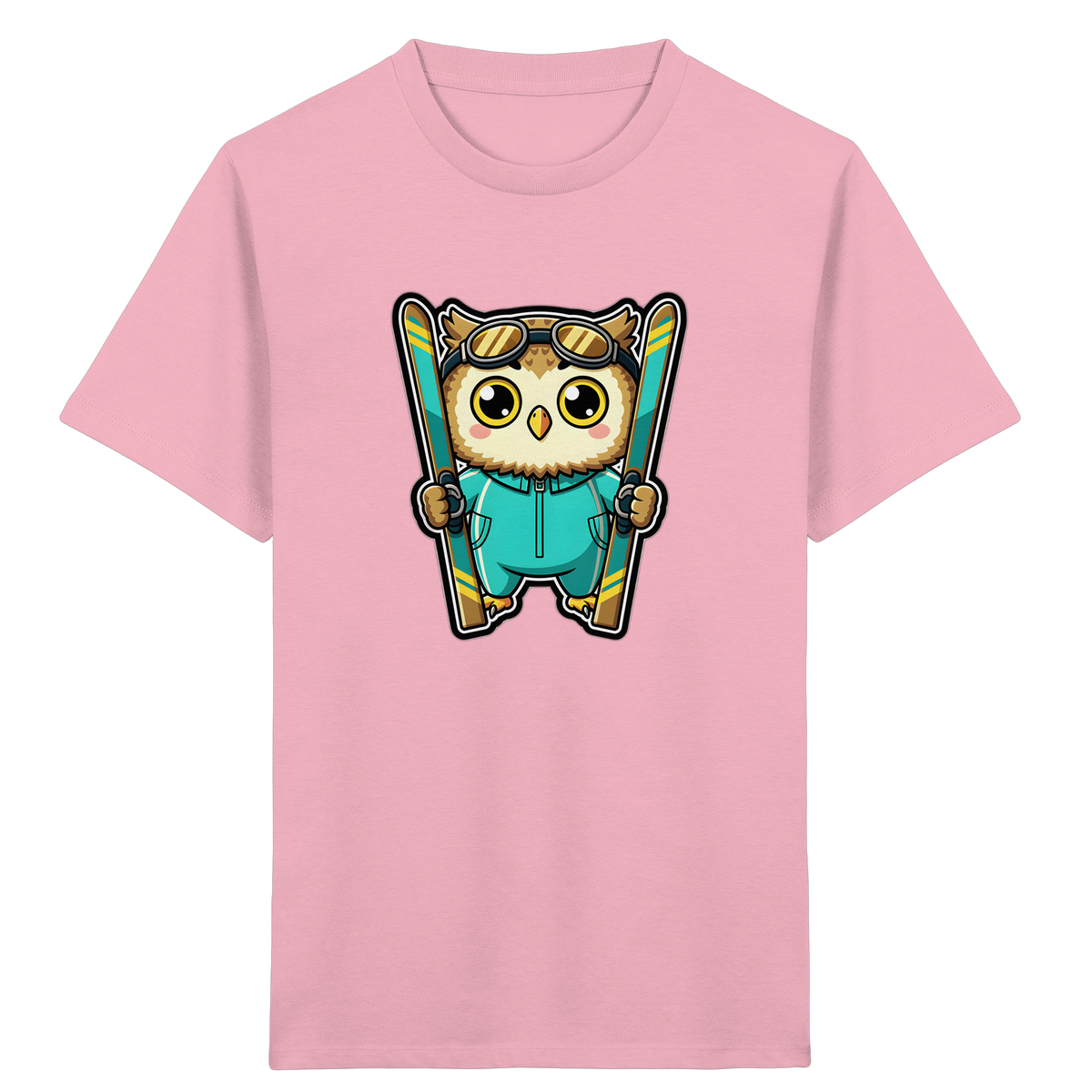 Niedliche Eule auf Skiern T-Shirt - Kinder Bio T-Shirt