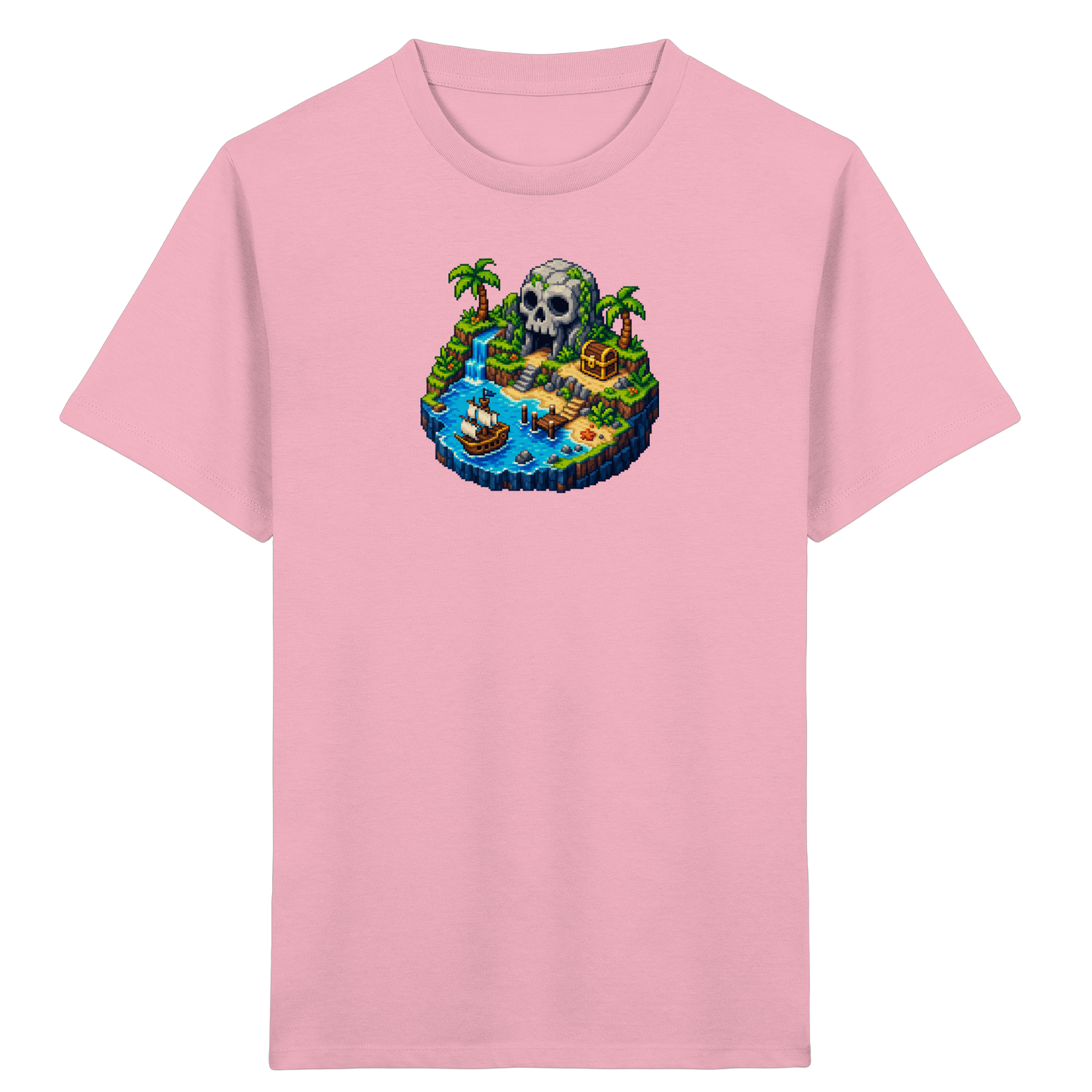 Abenteuerliches Pirateninsel Pixel Art T-Shirt - Kinder Bio T-Shirt