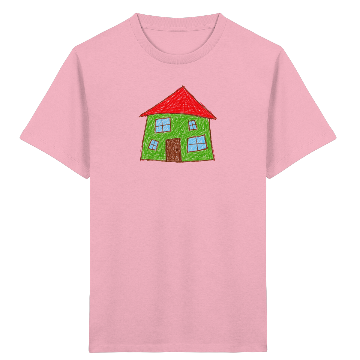 Grünes Haus mit vier Fenstern - Kinder Bio T-Shirt