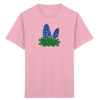 Blaue Kritzel-Lupine für Kinder - Kinder Bio T-Shirt