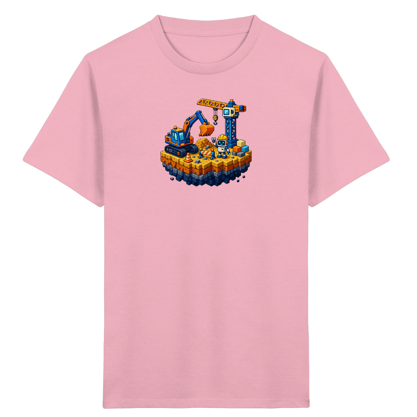 Niedliches Roboter Bagger Pixel T-Shirt - Kinder Bio T-Shirt