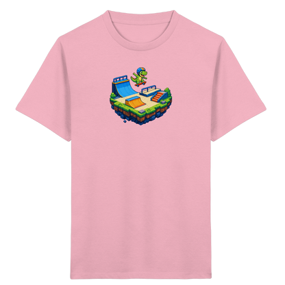 Cooles Skater Dinosaurier Pixel Shirt - Kinder Bio T-Shirt
