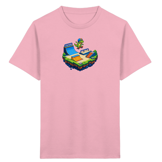 Cooles Skater Dinosaurier Pixel Shirt - Kinder Bio T-Shirt