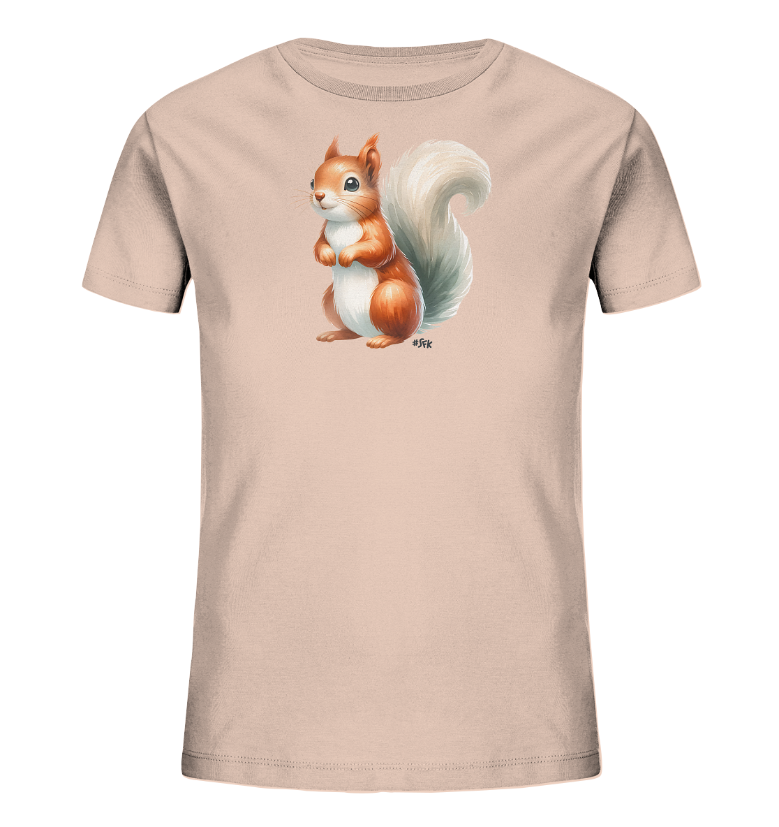 Aufrecht stehendes Eichhörnchen Motiv auf Kinder T-Shirt