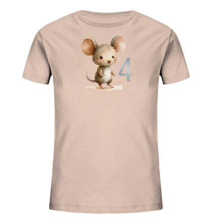 Kinder T-Shirt mit kleiner Maus und großer Zahl 4