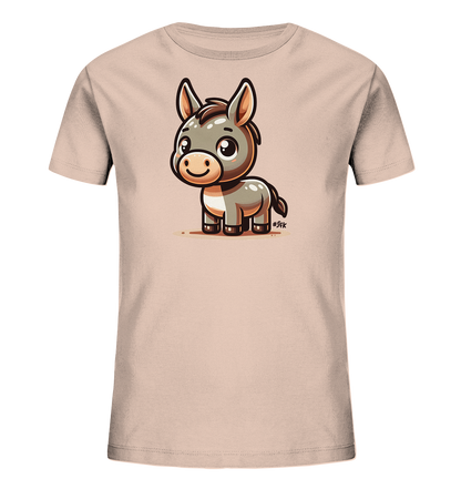 Kinder T-Shirt mit freundlichem Cartoon-Esel, großen Augen und langen Ohren