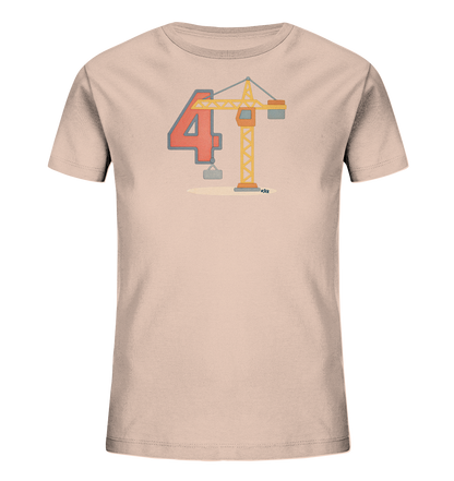 Kinder-T-Shirt mit Zahl 4 und Baukran