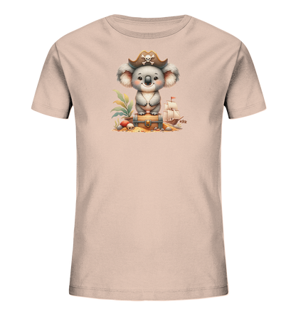 Kinder T-Shirt mit ein Koala mit Piratenhut auf einer Schatzkiste