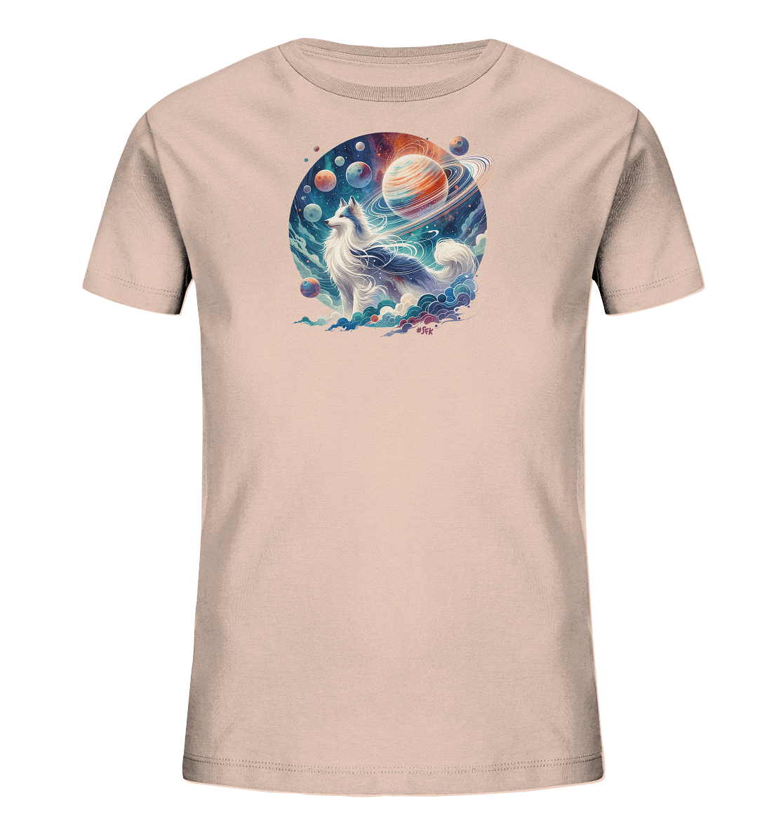 Kinder-T-Shirt mit Hund in einer Galaxie