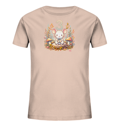 Kinder T-Shirt mit Maus, Geschenk und Zahl 3