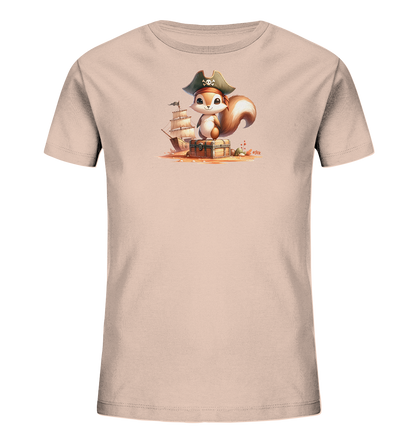 Kinder T-Shirt mit Eichhörnchen als Pirat und Schatztruhe