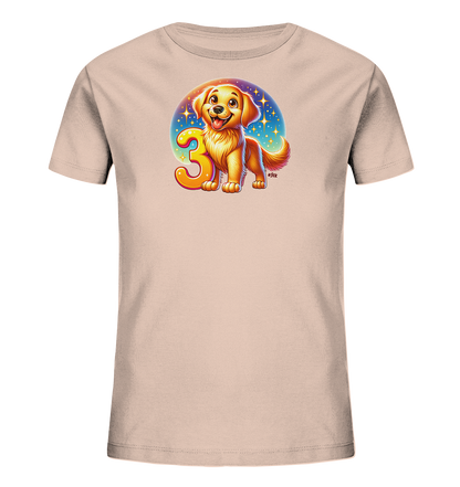 Kinder T-Shirt mit Hundewelpe und großer Zahl 3
