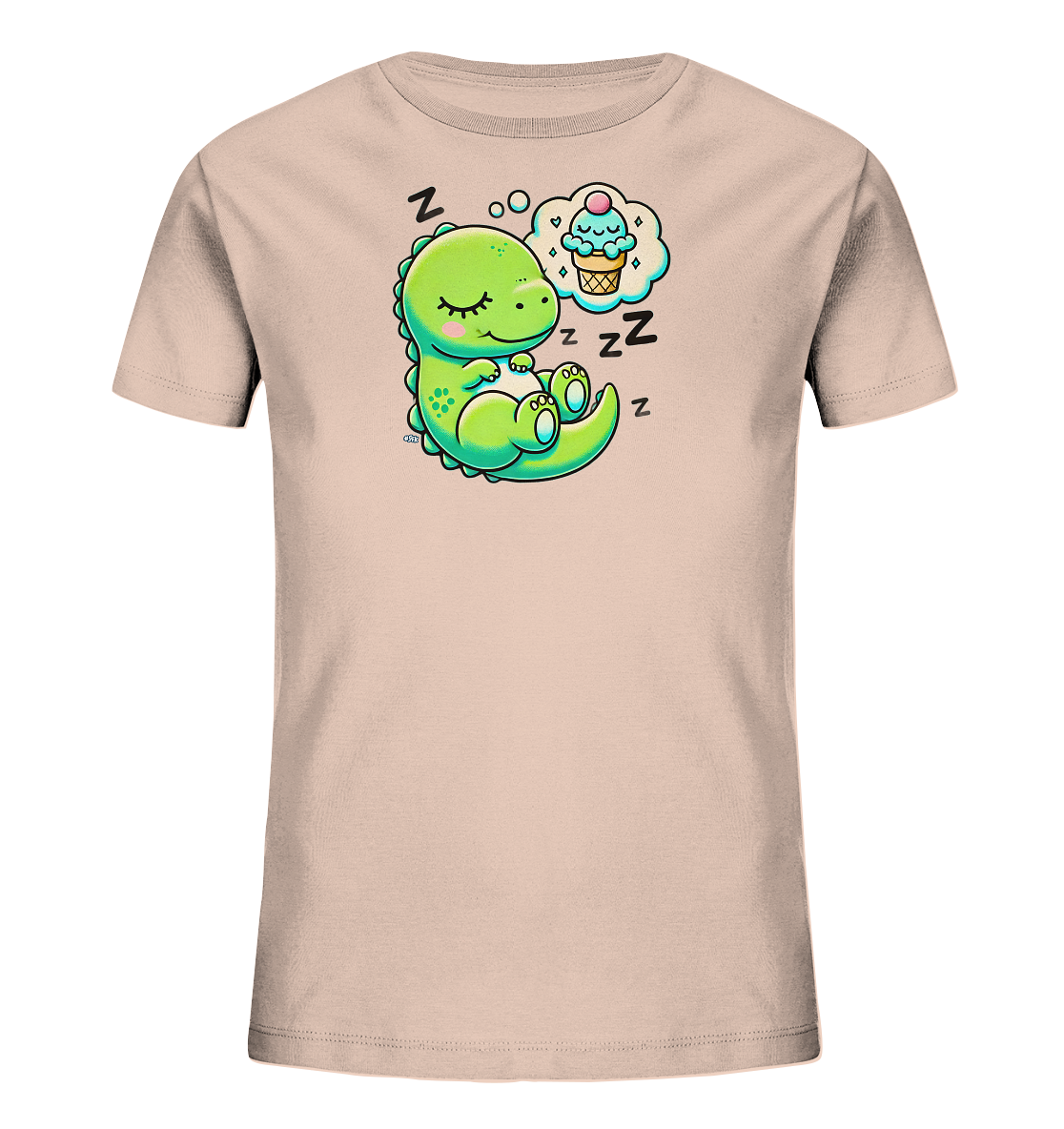 Kinder T-Shirt mit schlafendem Dino und Eiscreme-Traum