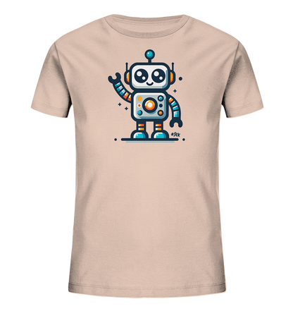 Kinder-T-Shirt mit winkendem buntem Roboter