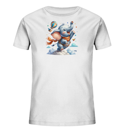 Kinder T-Shirt mit fliegendem Elefant und Ballonrakete
