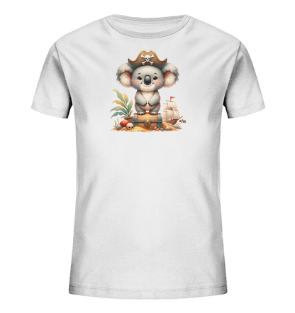 Kinder T-Shirt mit ein Koala mit Piratenhut auf einer Schatzkiste