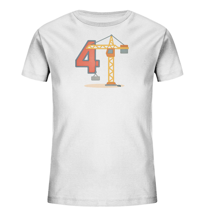 Kinder-T-Shirt mit Zahl 4 und Baukran