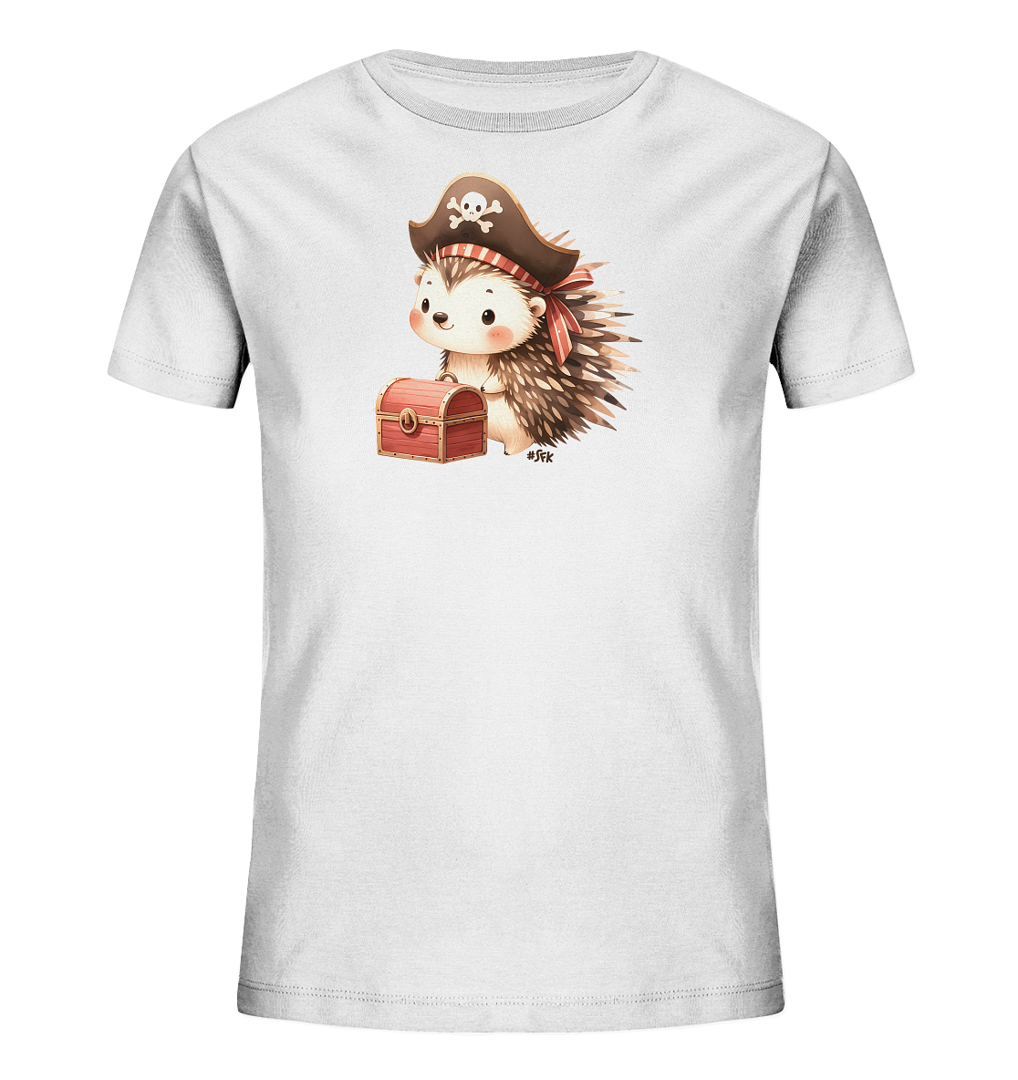 Kinder T-Shirt – Kleiner Igel Pirat mit Schatz