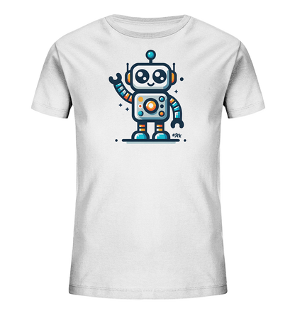 Kinder-T-Shirt mit winkendem buntem Roboter