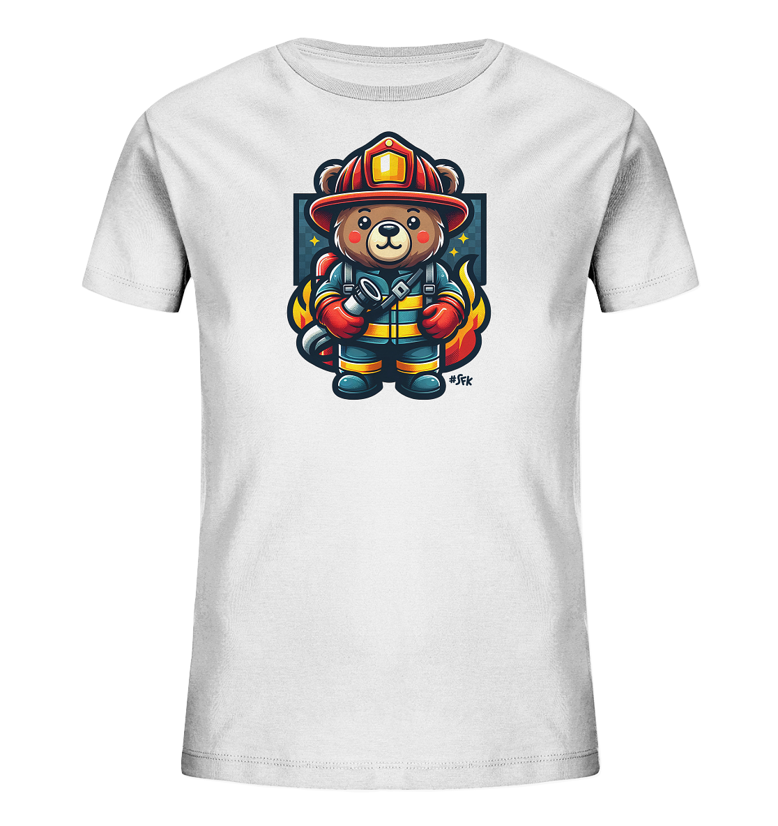 Kinder-T-Shirt mit Bär in Feuerwehrmontur
