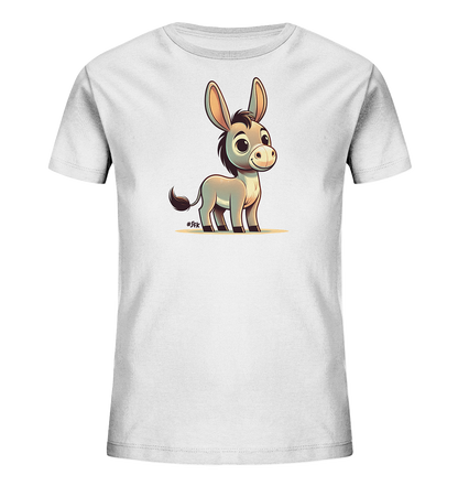 Kinder T-Shirt mit ein cartoonhafter Esel mit großen Ohren und freundlichem Lächeln