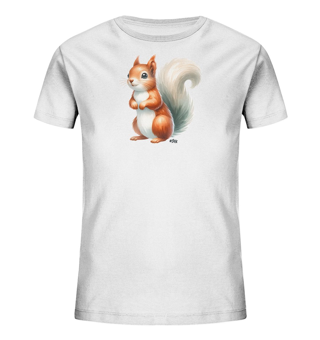 Aufrecht stehendes Eichhörnchen Motiv auf Kinder T-Shirt