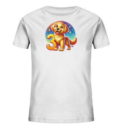Kinder T-Shirt mit Hundewelpe und großer Zahl 3
