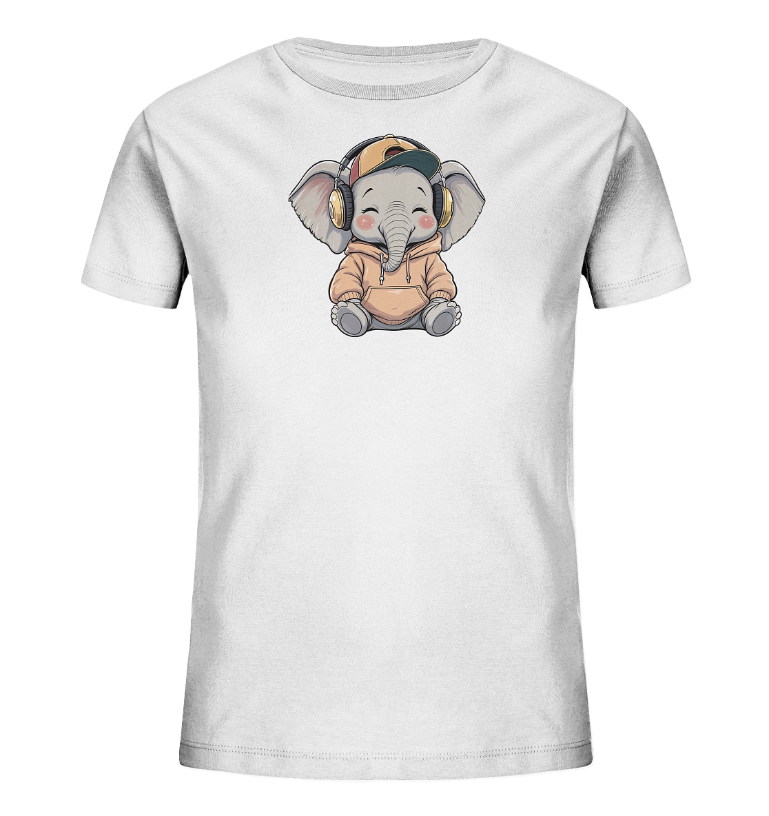 Kinder T-Shirt – Lässiger Elefant hört Lieblingsbeats aus den 90ern