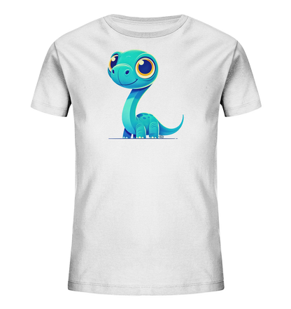 Kinder-T-Shirt mit blauem Fantasiewesen und großen Kulleraugen.