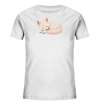 Kinder T-Shirt mit ein zusammengerollter schlafender Fuchs mit geschlossenen Augen