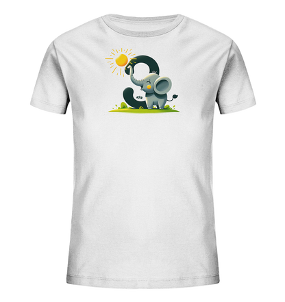 Kinder T-Shirt mit Cartoon-Elefant, Sonne und Zahl 9