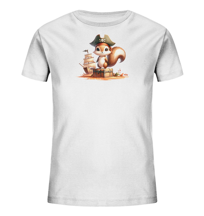 Kinder T-Shirt mit Eichhörnchen als Pirat und Schatztruhe