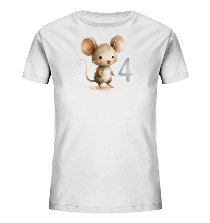 Kinder T-Shirt mit kleiner Maus und großer Zahl 4