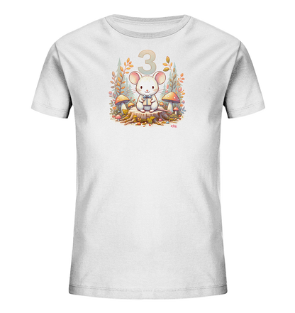 Kinder T-Shirt mit Maus, Geschenk und Zahl 3