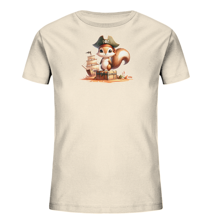 Kinder T-Shirt mit Eichhörnchen als Pirat und Schatztruhe
