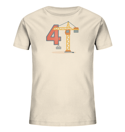 Kinder-T-Shirt mit Zahl 4 und Baukran