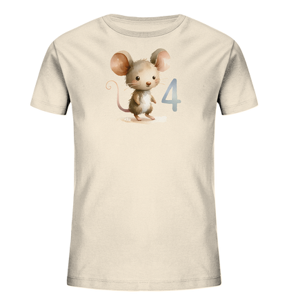 Kinder T-Shirt mit kleiner Maus und großer Zahl 4