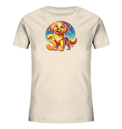 Kinder T-Shirt mit Hundewelpe und großer Zahl 3