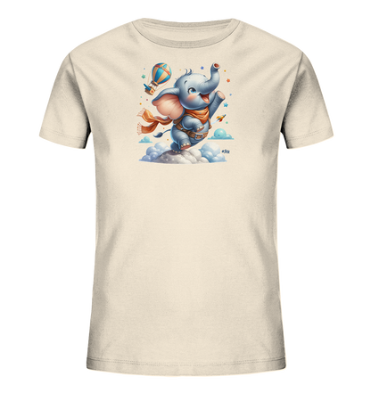 Kinder T-Shirt mit fliegendem Elefant und Ballonrakete