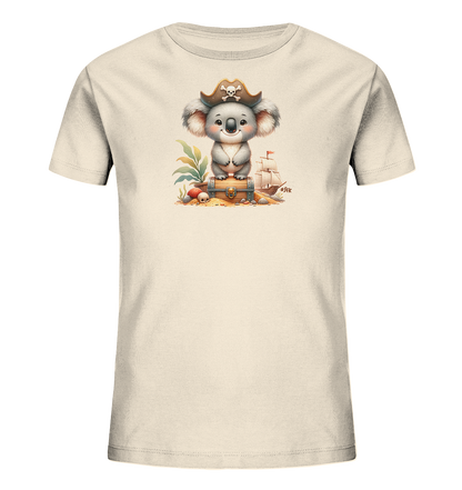 Kinder T-Shirt mit ein Koala mit Piratenhut auf einer Schatzkiste