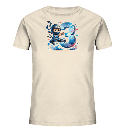 Blauer Ninja feiert die Drei Motiv auf Kinder T-Shirt