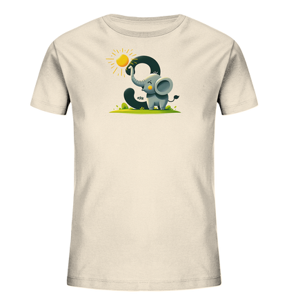 Kinder T-Shirt mit Cartoon-Elefant, Sonne und Zahl 9