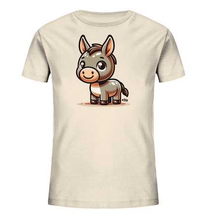 Kinder T-Shirt mit freundlichem Cartoon-Esel, großen Augen und langen Ohren