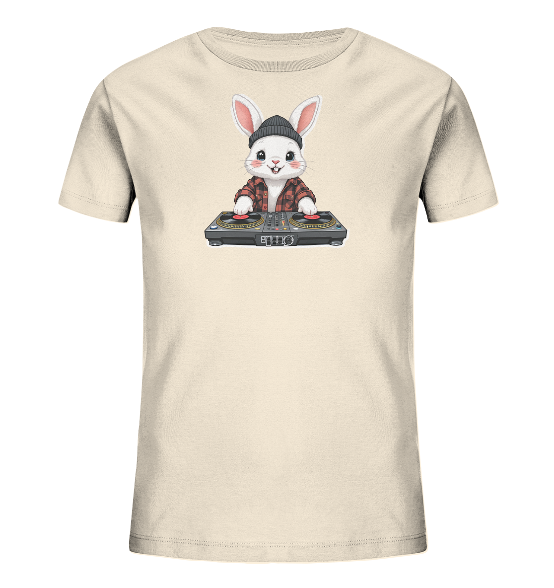 Kinder T-Shirt | Beanie-Hase dreht Plattenteller