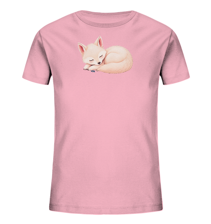 Kinder T-Shirt mit ein zusammengerollter schlafender Fuchs mit geschlossenen Augen